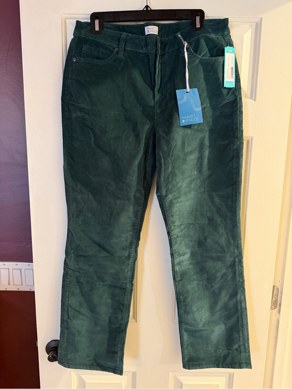 Market & Spruce Straight Leg Corduroy Pants in Deep Green